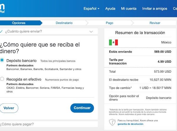 ¿Cuál es la tarifa por enviar dinero de Estados Unidos a México?